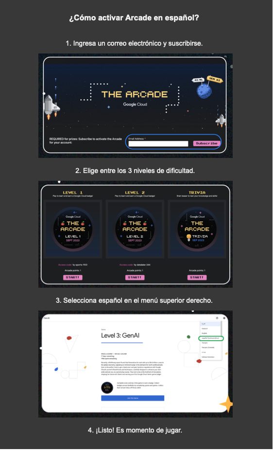 The Arcade de Google Cloud puede ser jugado en español 